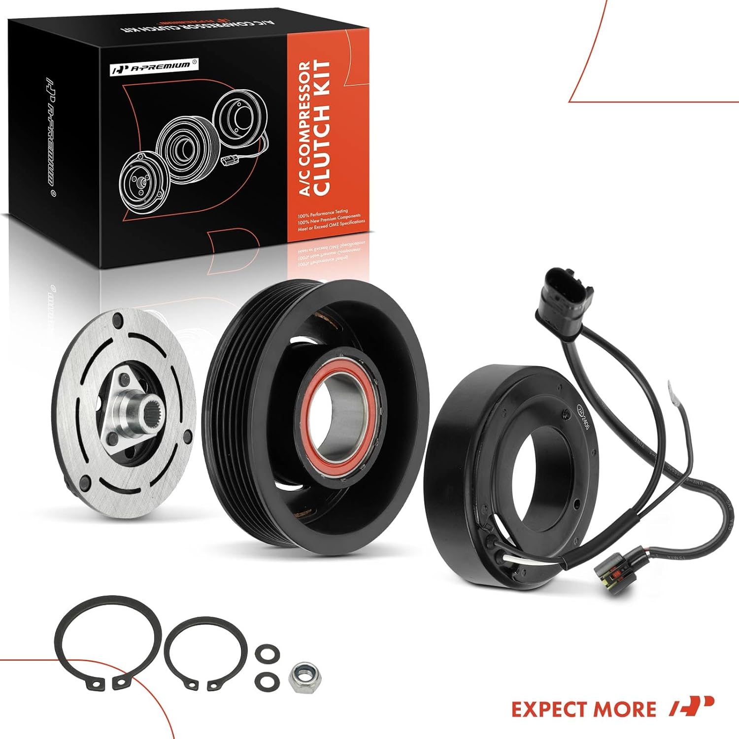 A-Premium Air Conditioner AC Compressor Clutch Kit Compatible with Mercedes-Benz C43 AMG 2020-2021, C300 GLC300 GLC43 AMG 2017-2022, E300 2017-2019, E350 2020-2022, Metris 2017-2021, 2.0L 3.0L