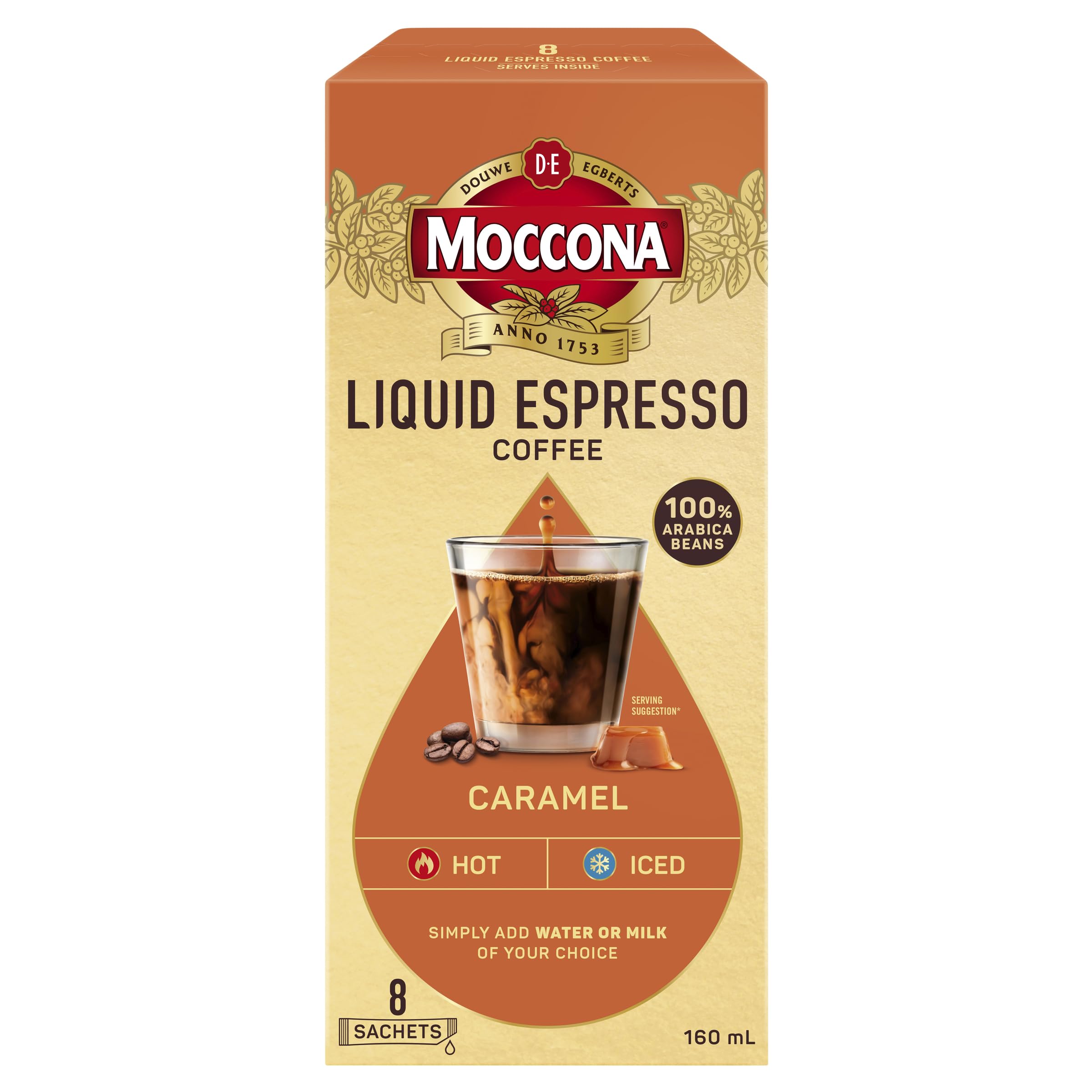 Moccona Espresso Caramel Liquid Coffee Concentrate 80 sachets