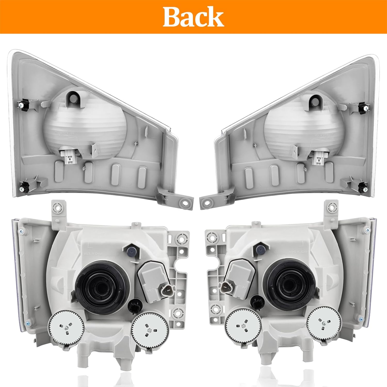 OLLEN Headlight & Corner Lamp Assembly, Compatible with ISUZU ELF NPR NPR-HD NQR NRR 2008-2020, Left Driver Side & Right Passenger Side(Headlight & Corner Light)