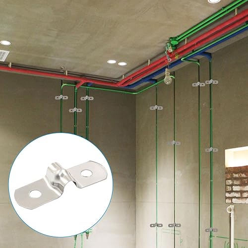 Miniatura 4 de 30 abrazaderas de conducto de dos agujeros de 14 de pulgada, correa rígida de acero inoxidable M5, abrazadera en U de metal, soporte de correa de