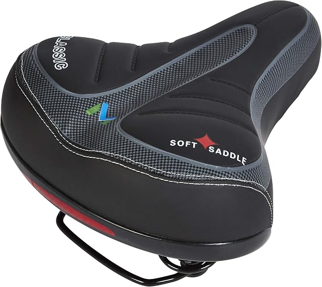 ZENO Dot Print Bike Saddle with Reflector, Bicycle Bike Seat with Soft Shockproof Springs and Punching Foam System, Cycling MTB Saddle Cushion Pad for Cruiser/Road Bikes/Touring/Mountain Bike/BMX