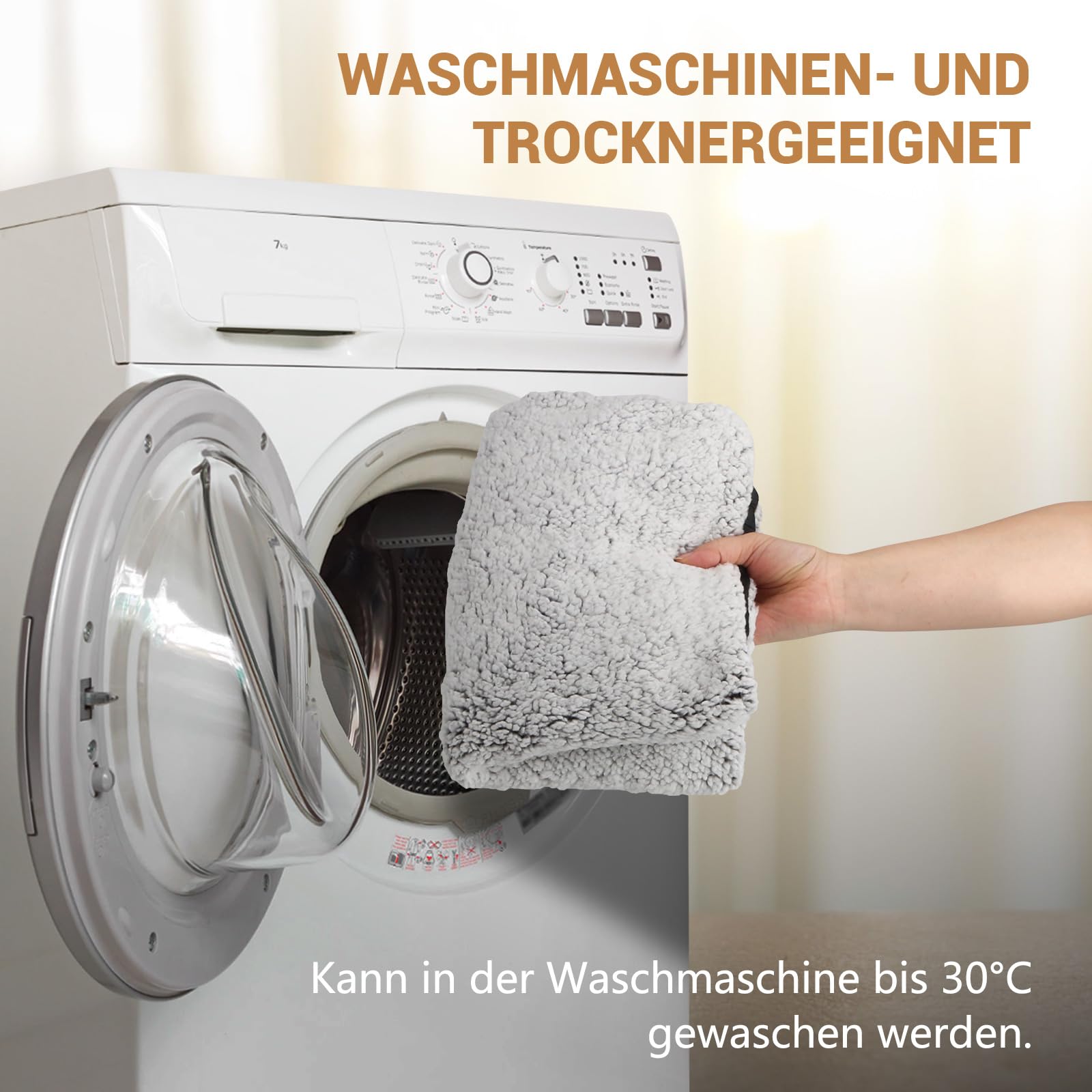 MOCOBO Samogrzewczy koc dla psów i kotów, 60 x 40 cm – koc termiczny nadaje się do prania, antypoślizgowy spód, kremowy