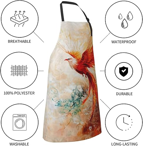 Miniatura 5 de Delantal impermeable con 2 bolsillos, delantales de chef de cocina, baberos para cocinar, hornear, pintura, jardinería, aseo