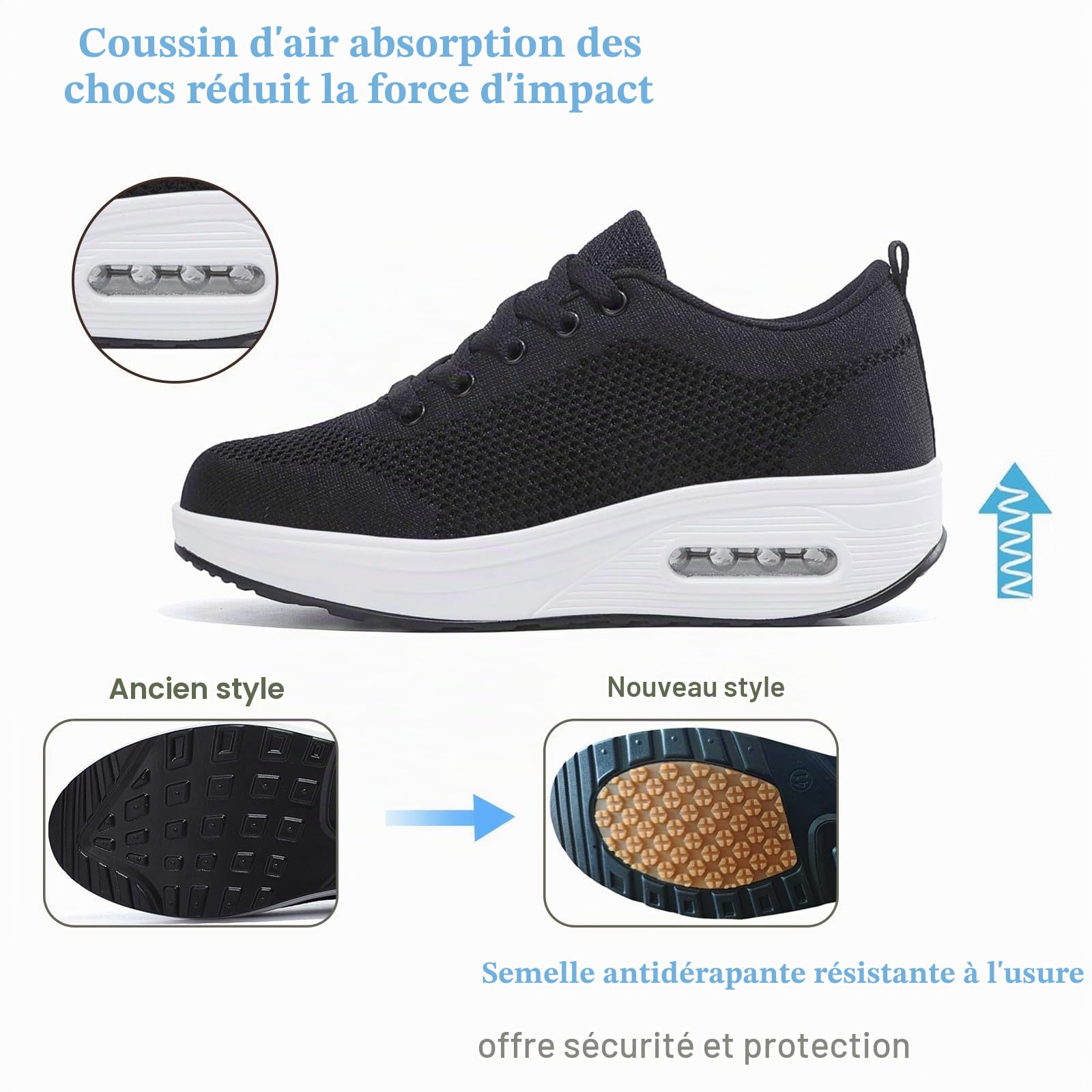 Femme Baskets Chaussures de Course Running Chaussures de Marche Sport Mode Compensées Respirantes Femme Gym Fitness Sneakers Jogging