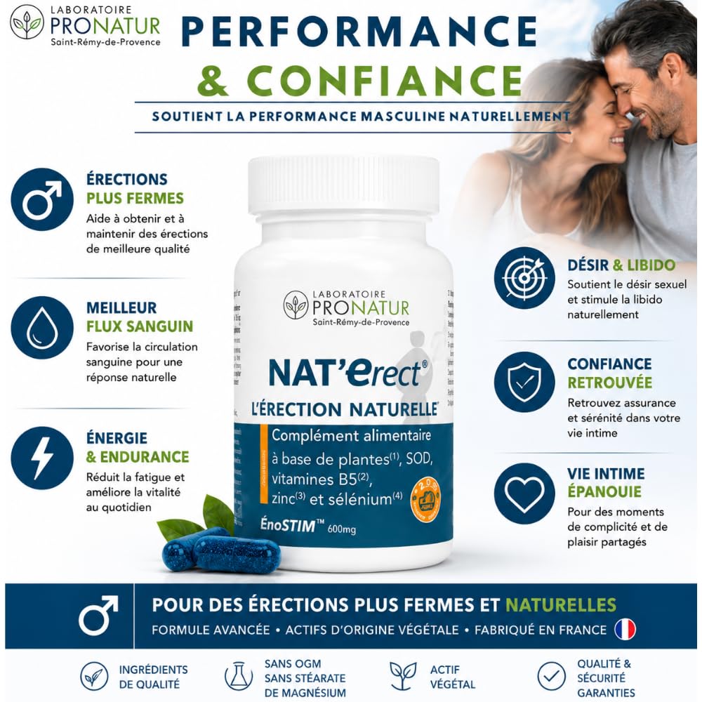 Flux Sanguin et Libido - Nat'Erect® L'ÉRECTION NATURELLE | Dosage ENOSTIM identique à l'étude Clinique
