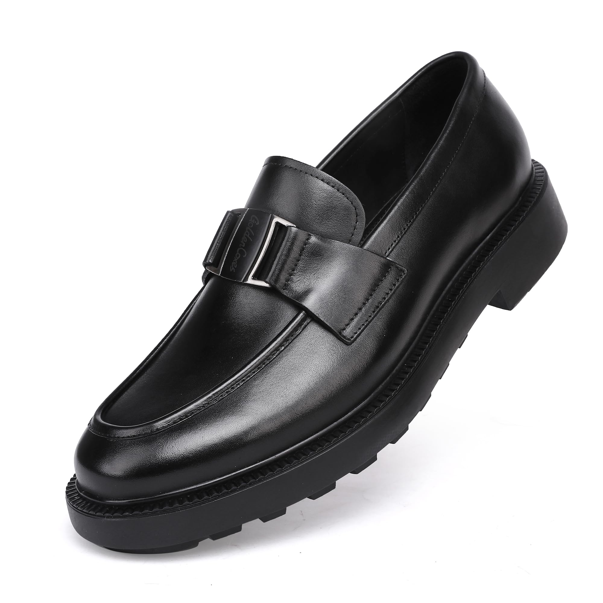 Mens Genuine Leather Dress Shoes Casual Buckle Business Dress Loafer Formal Slip On Penny Party Loafer Shoes for Men