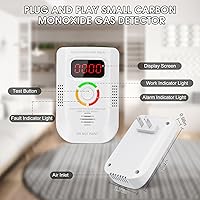 Vista 2 de Paquete de 2 detectores de monóxido de carbono, detector de gas de monóxido de carbono enchufable de pared, detector de monóxido de carbono portátil