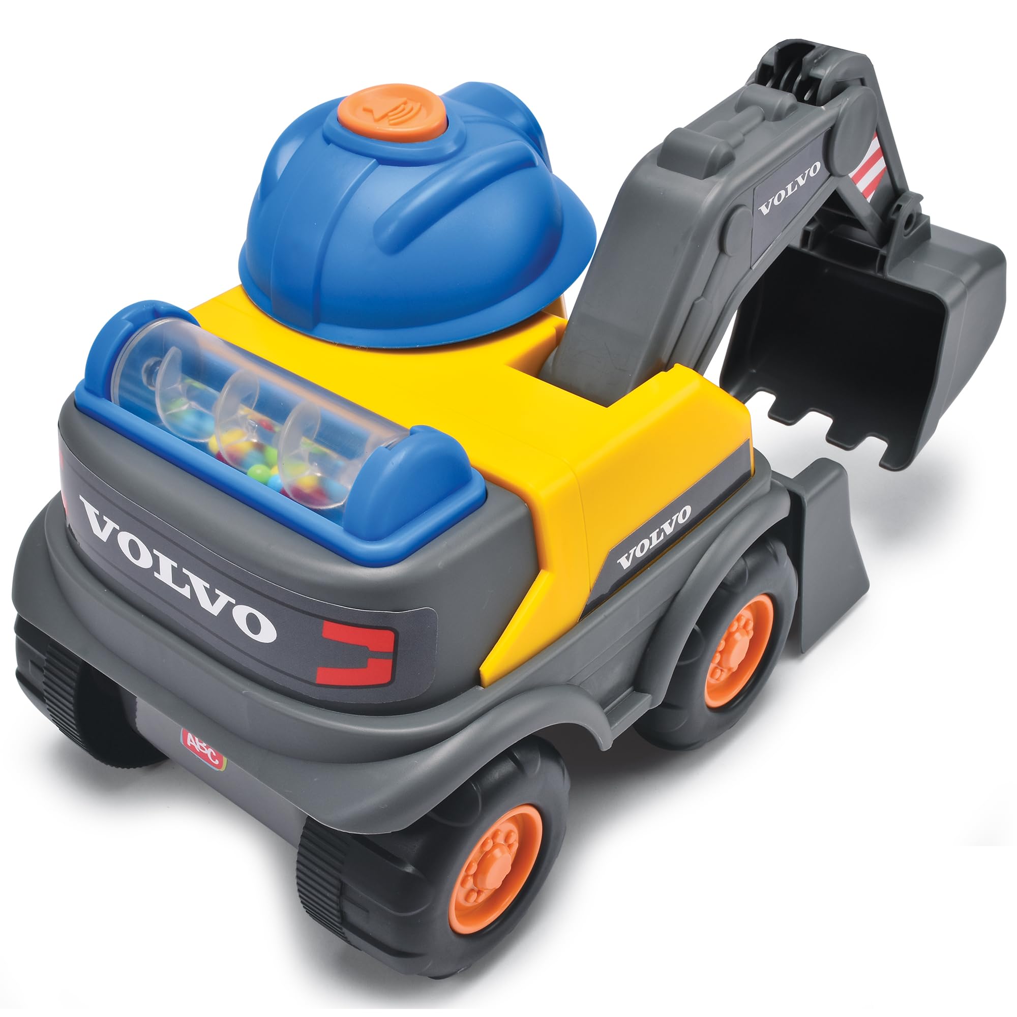 Dickie ABC - Danny Digger - Véhicule Pelleteuse (25 cm) pour Enfants à partir de 2 Ans - Véhicule Volvo motorisé pour travaux avec Bras Pelleteuse Mobile, Fonctions Jouet, lumière et Son (204114013)