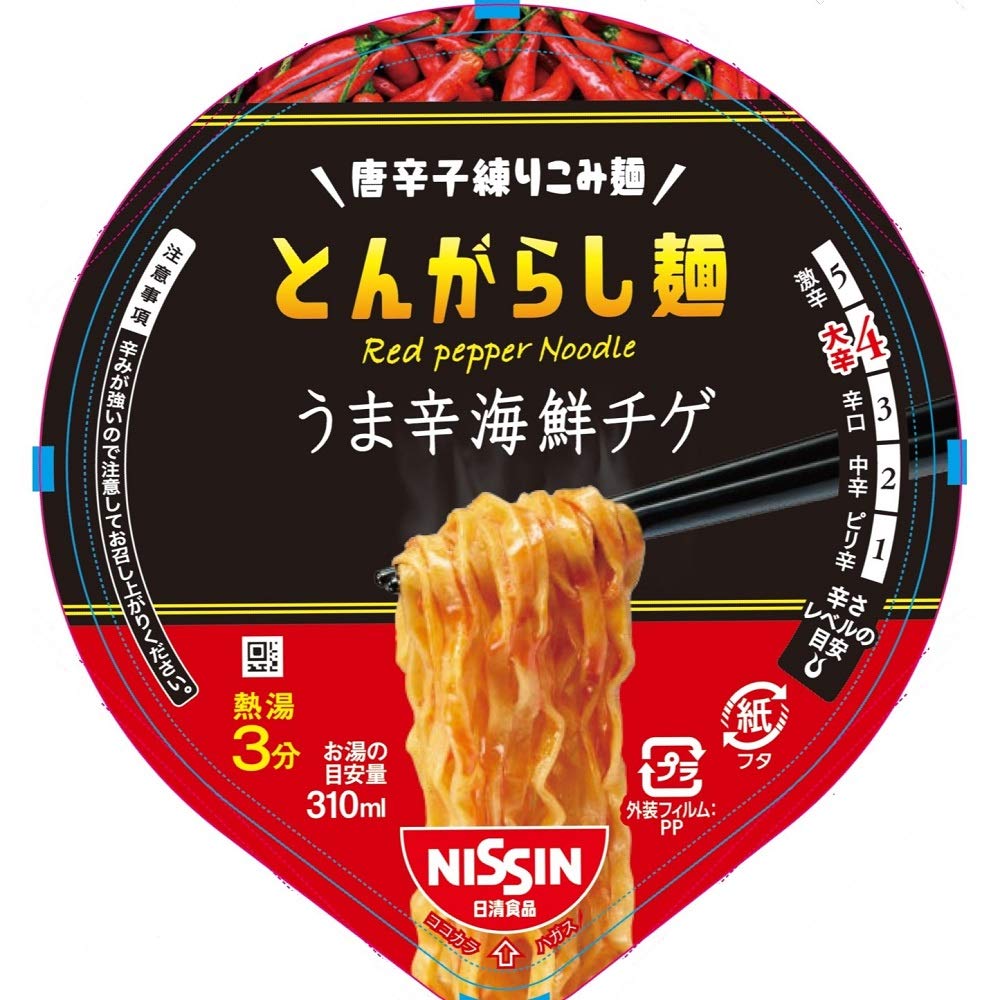 Amazon.co.jp: 日清 とんがらし麺 うま辛海鮮チゲ 63g ×12個 : 食品