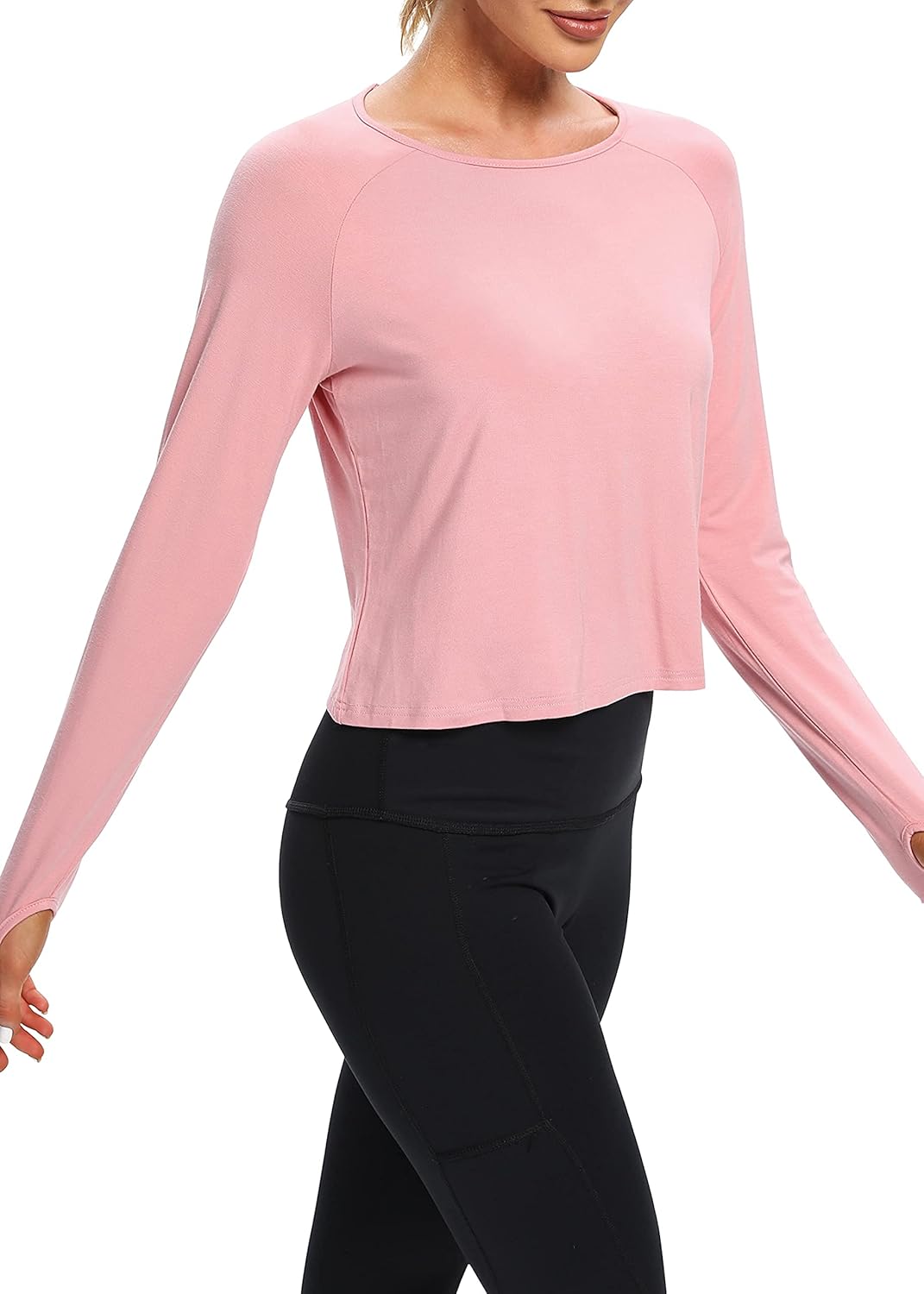 Bestisun Long Sleeve Workout Running Shirts Athletic Yoga Gym Crop Tops for Women - Image 2