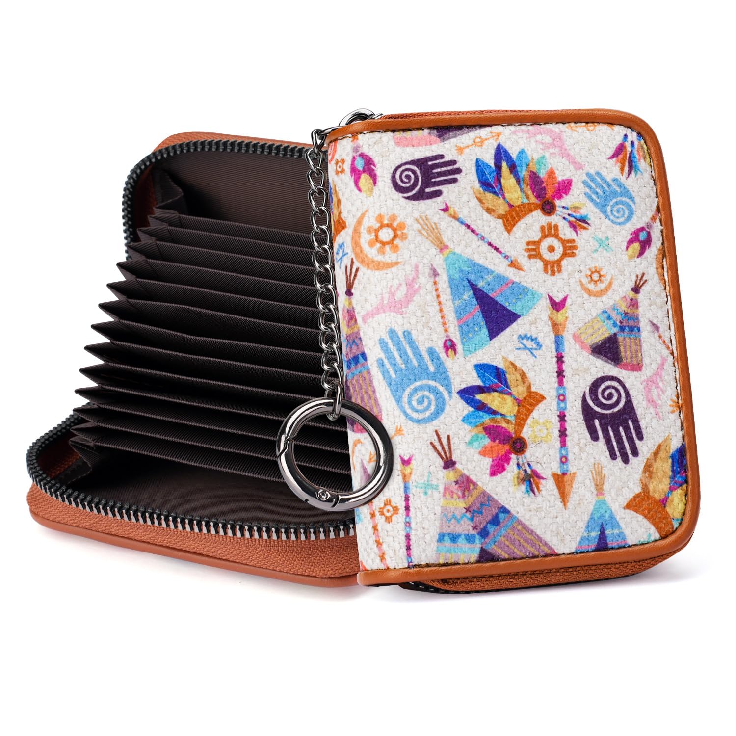 MEITRUE RFID Credit Card Holder Zipper Card Case for Ladies Small Keychain Wallets for Women