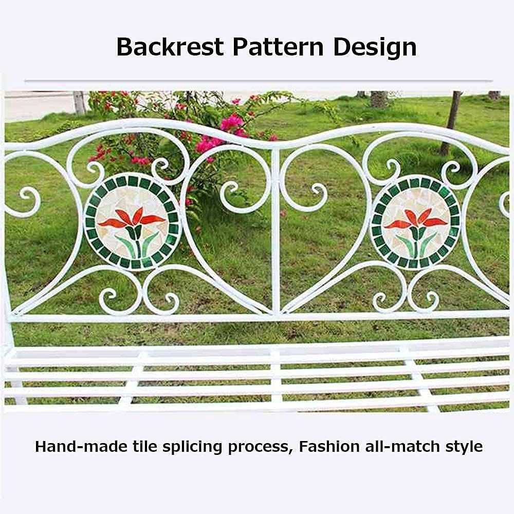 Terrace Park Bench Outdoor Bench, Weatherproof and Rusoof Cast Iron Garden Bench, 2-Seater Decorative Bench with Backrest and Armrests (Color : B (C)