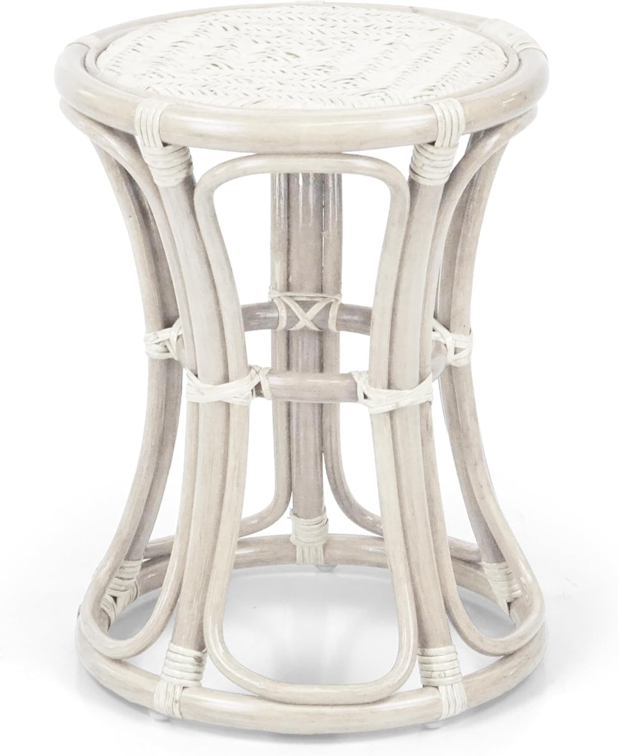 Breeze Handmade Rattan Wicker Stool Fully Assembled White Color
