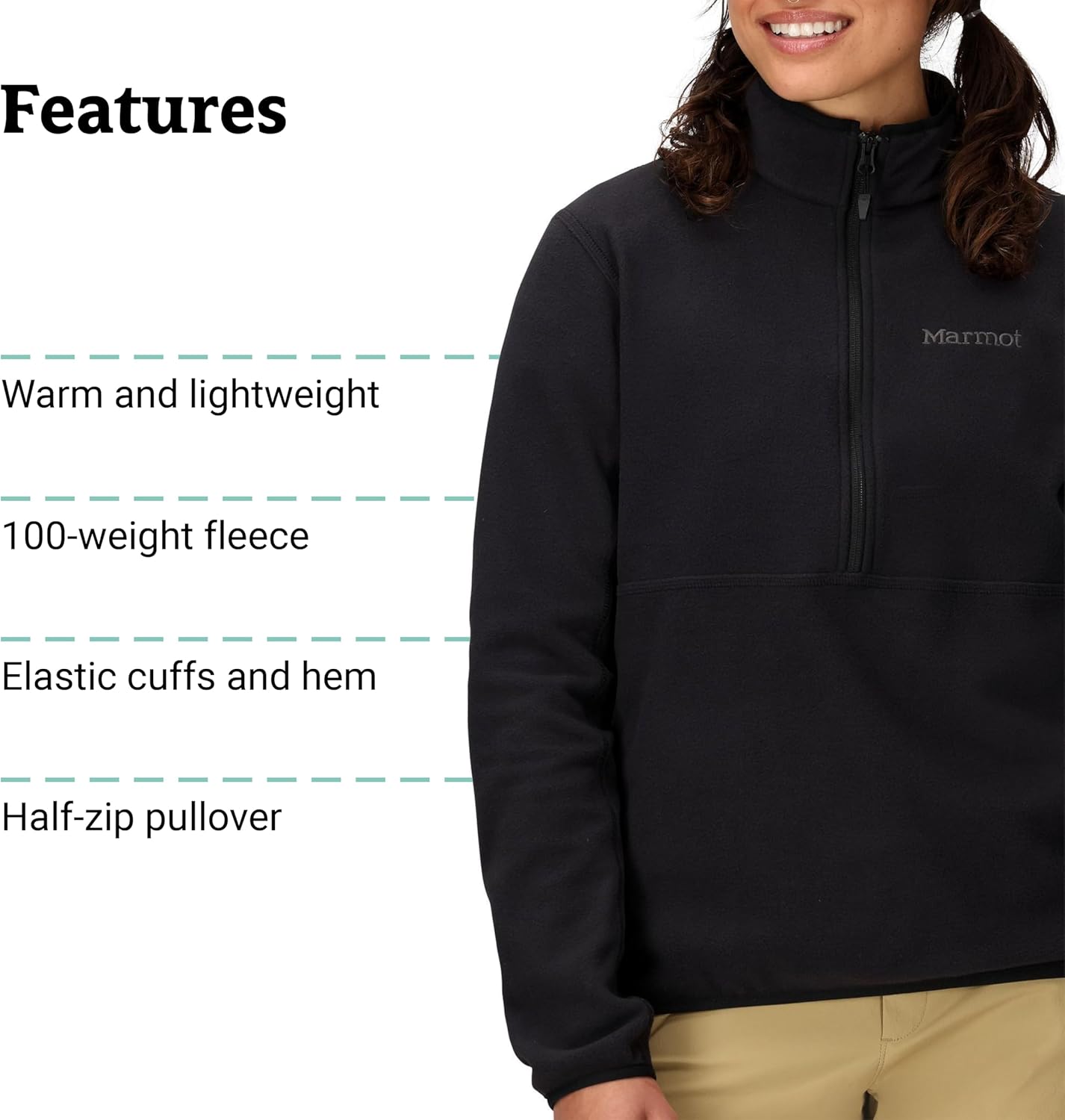 MARMOT Women's Rocklin 1/2 Zip Jacket - Classic, Warm, Lightweight 100-Weight Fleece Layer - Image 5