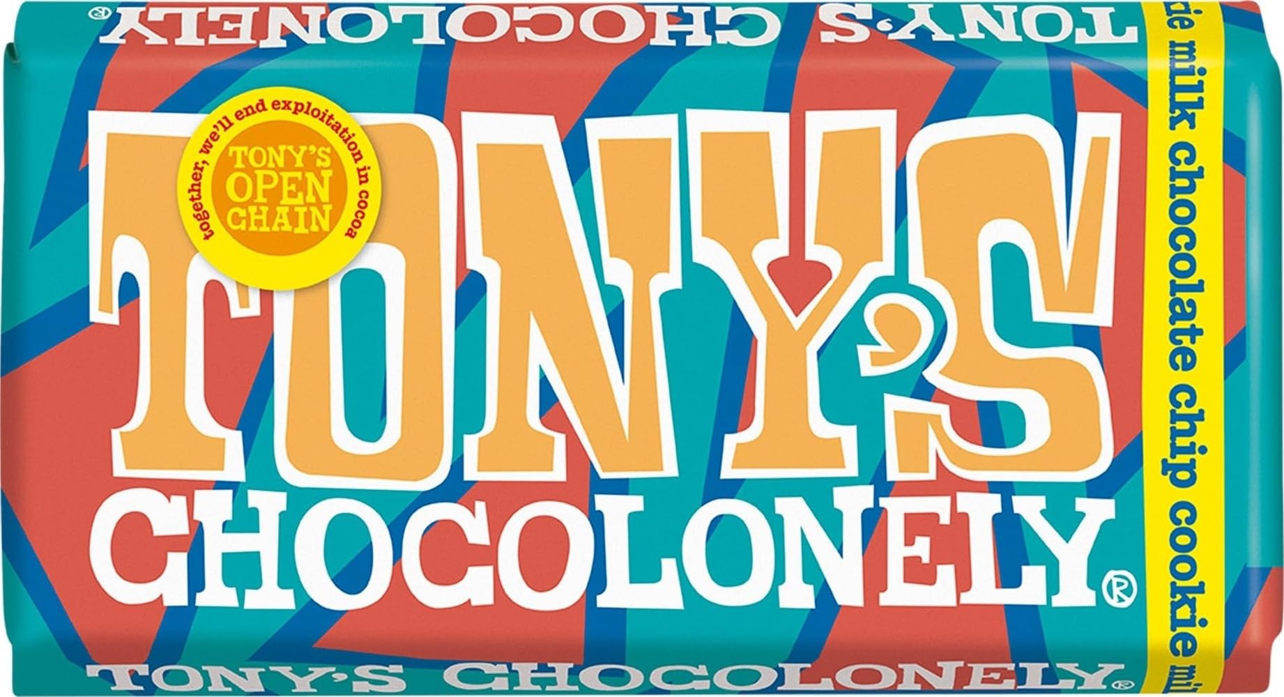 Tony's Chocolonely Milk Chocolate Chip Cookie Bar - 180g, Gift, Vegetarian - Belgian Fairtrade Chocolate