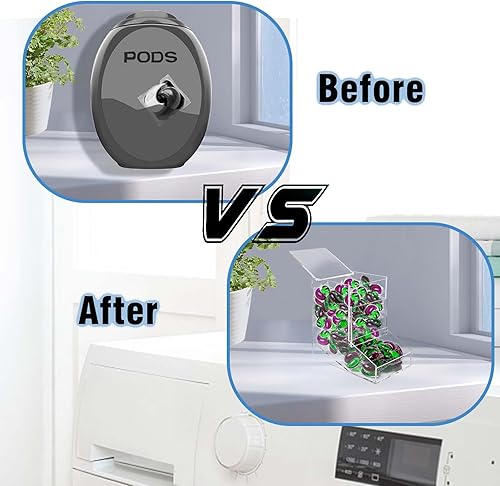 Miniatura 8 de Contenedor de cápsulas de lavandería, dispensador de caramelos de acrílico con 2 tapas, soporte para lavavajillas para lavandería, hogar, cocina,