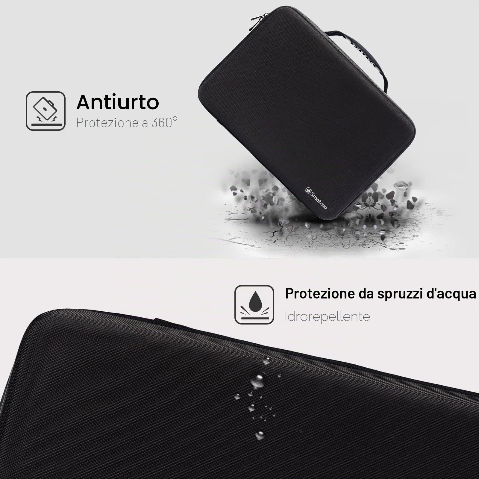 Smatree 15-16 Pollici Custodia Rigida 360° Protezione Completa Borsa Laptop Compatibile con MacBook Pro 16" 2021,Samsung Galaxy Book2 Pro 360 15.6",13" Ipad Air M3 2025,con Scomparto Accessori - Nero