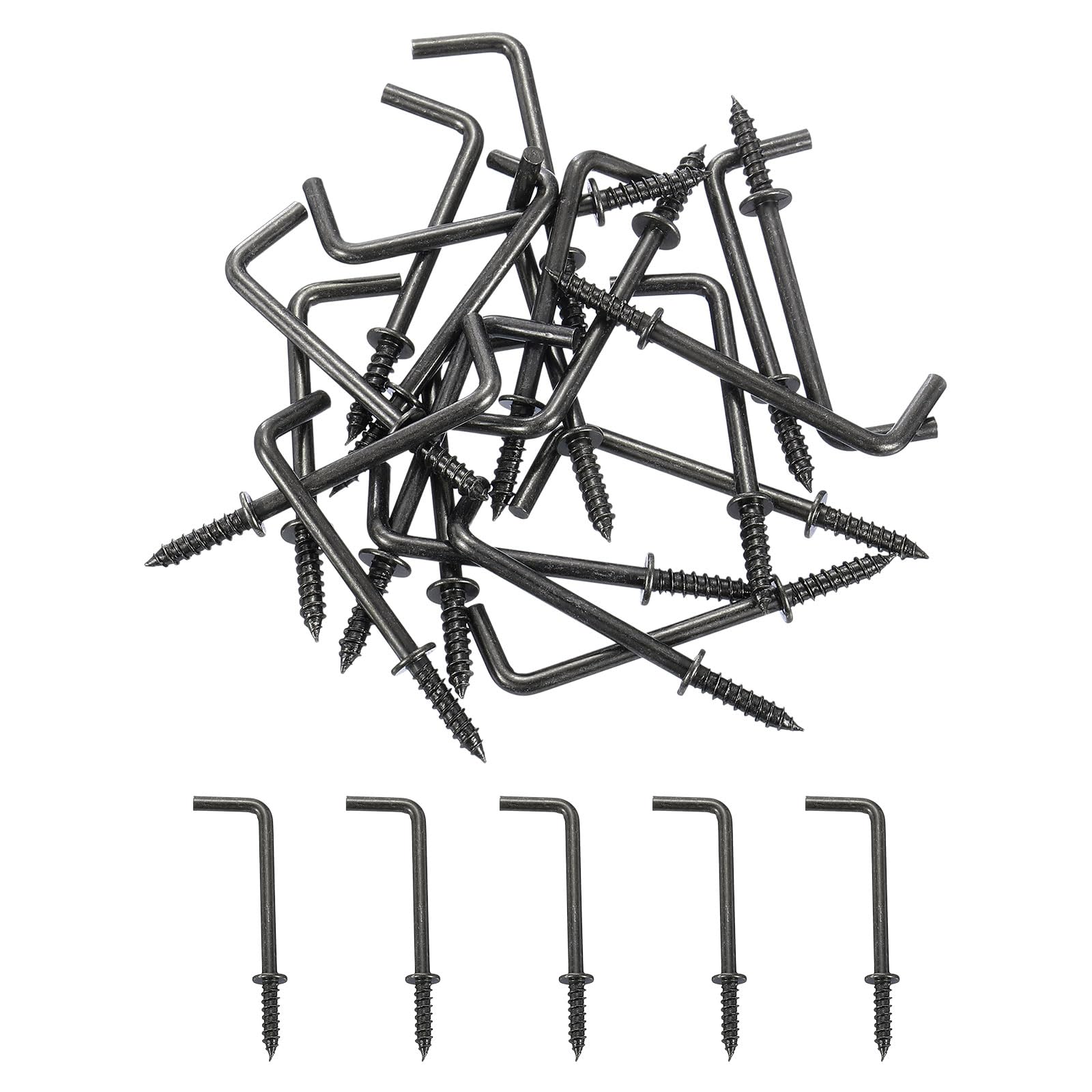 Crochets en forme de L 3,8 cm lot de 50 petits crochets à vis noir pour bois