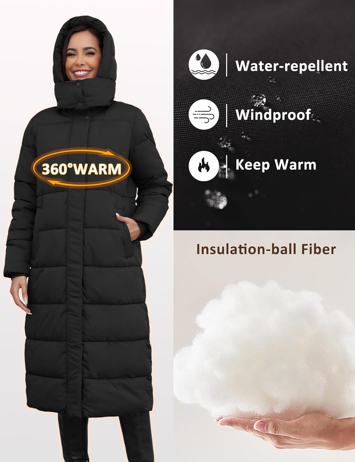 ANOTHER CHOICE Women's Down Coat with Detachable Hood, Long Puffer Coat Women Winter Jacket - Image 5