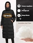 Another Choice Manteau avec Hotte amovible pour femme, Veste d'hiver pour femmes en manteau long