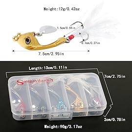 Sougayilang Jigs Fishing Lures Sinking Metal Spinner Bait Micro Jigging Bait-E-2.56in/0.42oz-5PCS with Box