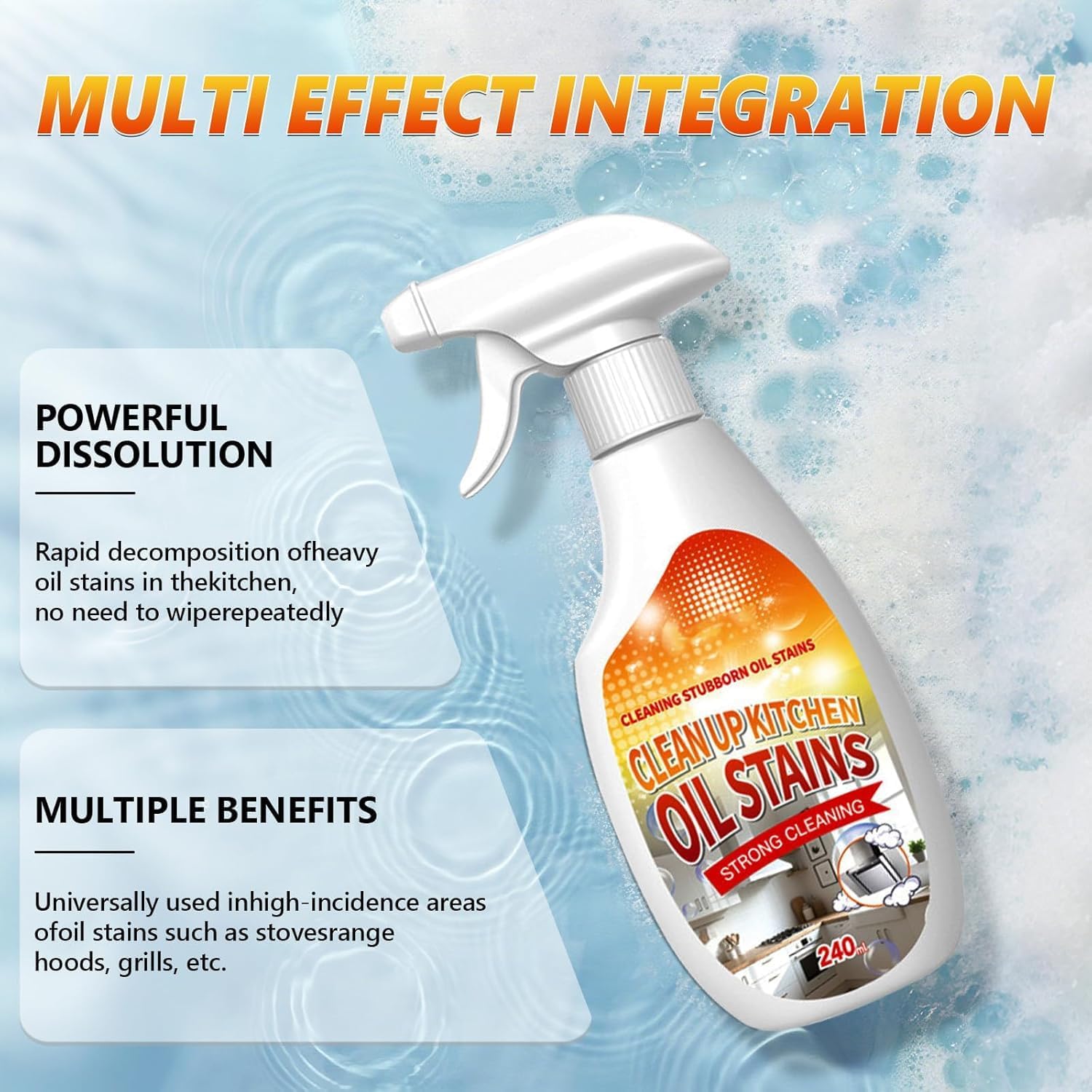 New Upgrade Kitchen Cleaner, Clean Up Kitchen Oil Stains Spray, Multi-purpose Oils Stain Cleaner, Clean Up Kitchens Oil Stains(240ml/8.45oz) image 2