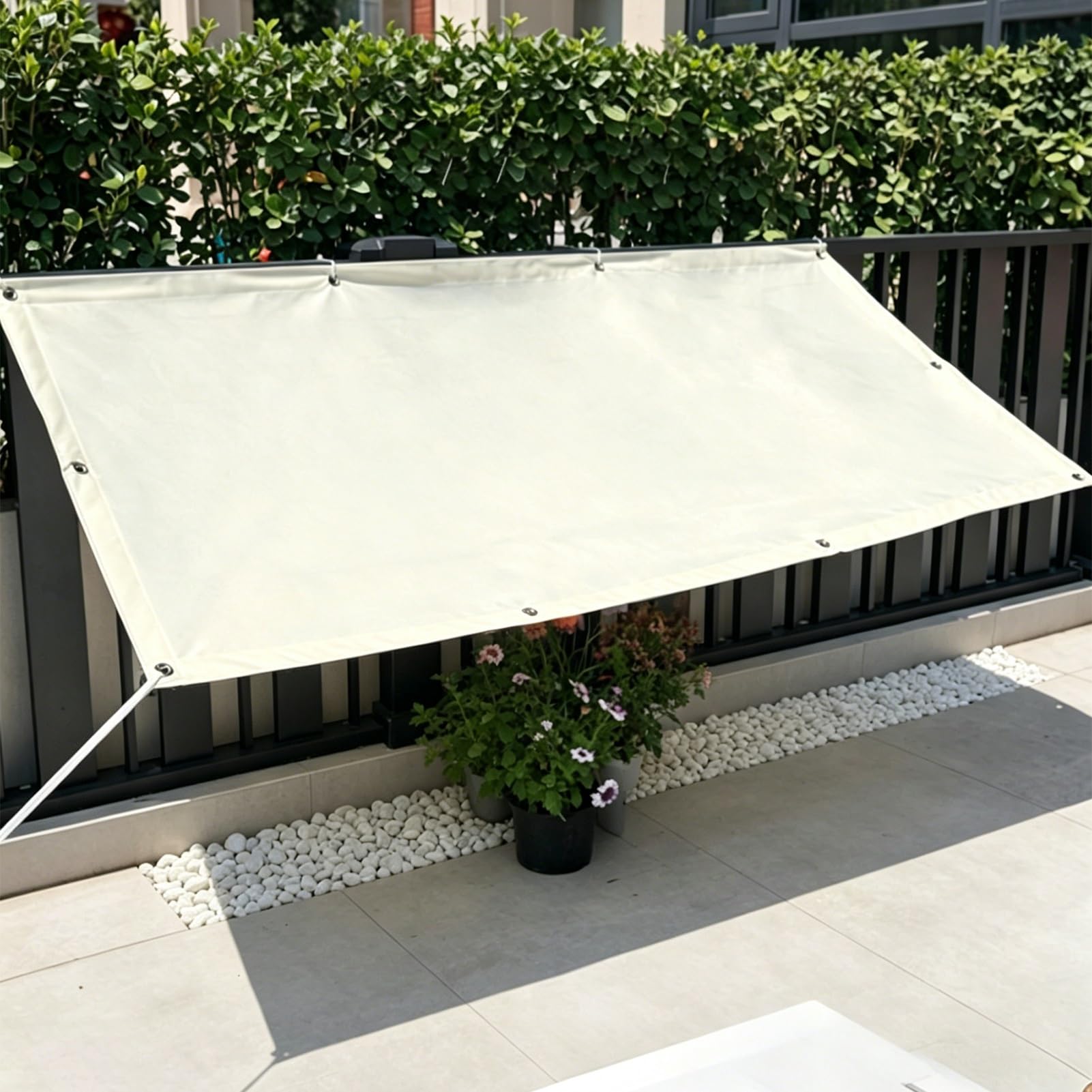 Heavy Duty PVC Tarp with Eyelets 1x1.5m 1.2x1.5m 2x3m 3x4m 6x8m Waterproof Tarpaulin for Porch Patio Canopy Outdoor Ground Truck Cover, Beige(1x1.5m(3.3ftx4.9ft))
