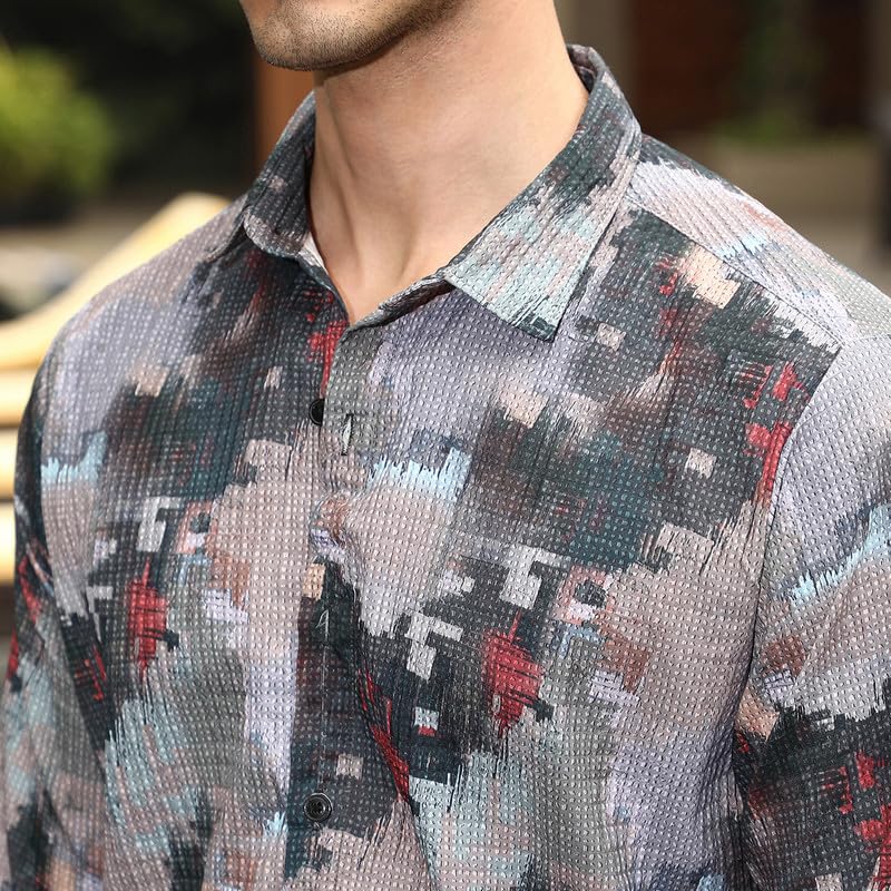 Image of CAHOOT Men's Bisque Shirt Casual Wear | Spread Collar | Long Sleeve | Button Closure | Shirt Crafted with Comfort Fit for Everyday Wear