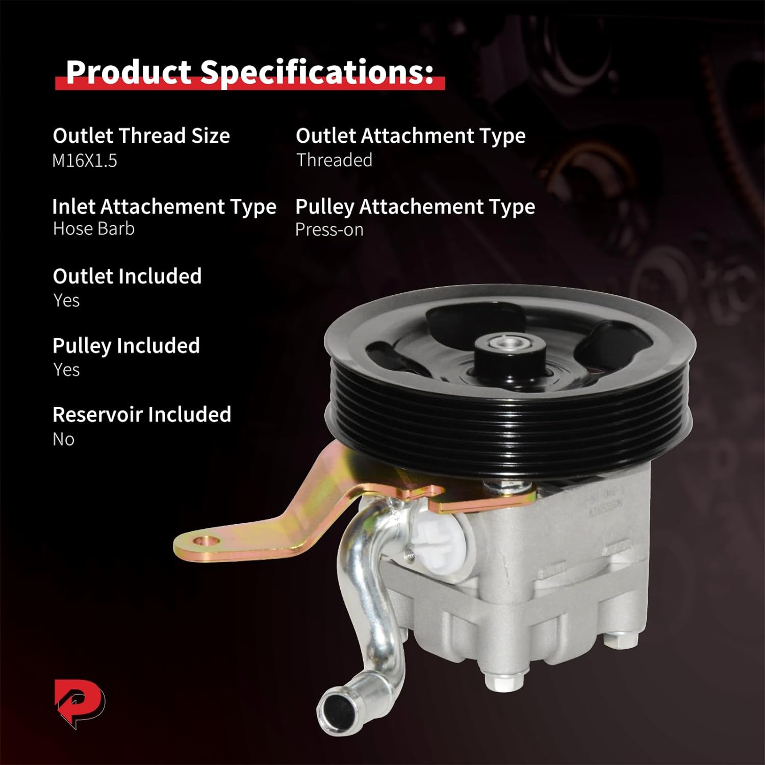 PHOBOOS Power Steering Pump Compatible with INFINITI 2008-2017 V6 3.5L/3.7L Models, with Outlet, Spacer & Pulley, Low Noise, High Durability, Smooth Steering,Ref. 21-394