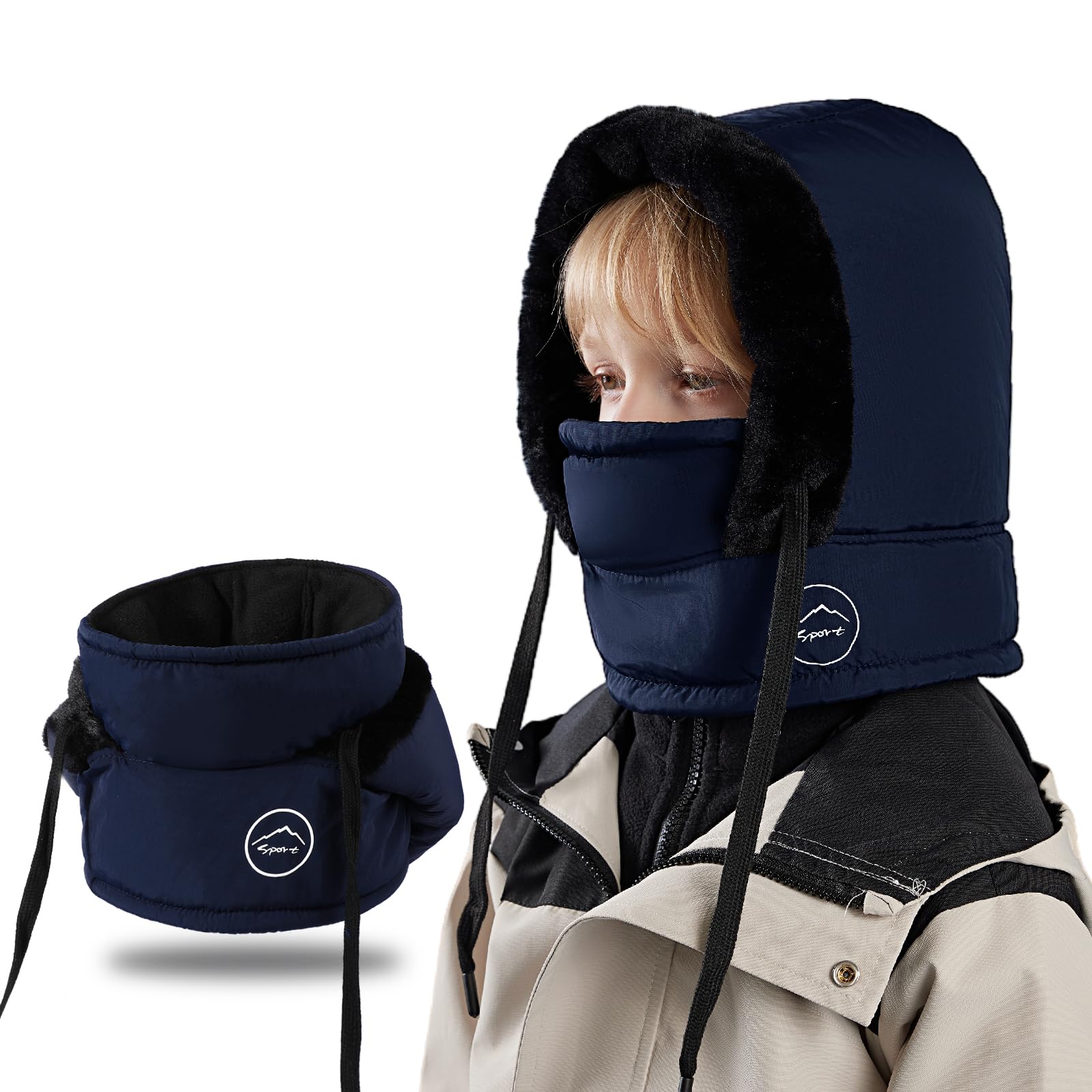 TAGVO Pasamontañas de Invierno para Niños, Multifuncional Cortaviento Gorro de Invierno con Termico Forro Polar, Pasamontañas de Esquí Ciclismo Calentador de Cuello para Niños Niñas al Aire Libre