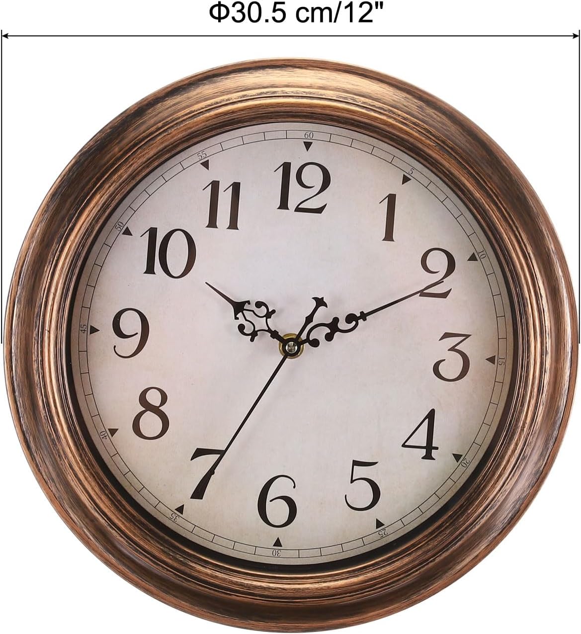 PATIKIL 12 Inch Wall Clock, Battery Operated Silent Non-Ticking Round Wall Clocks Retro Country Clocks Kitchen Vintage Clocks Decorative for Office Bedroom Living Room, Gold Yellow