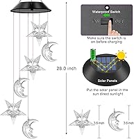 Vista 2 de Campanillas de viento solares para exteriores, luces que cambian de color, regalo para mujeres, mamá, abuela, hermana, los mejores regalos