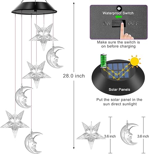 Miniatura 2 de Campanillas de viento solares para exteriores, luces que cambian de color, regalo para mujeres, mamá, abuela, hermana, el mejor regalo, campanillas