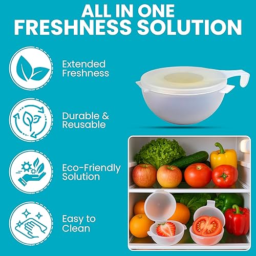 Miniatura 2 de Iconikal Paquete de 2 recipientes de almacenamiento de frutas y verduras de 4.25 pulgadas, sin BPA, apto para lavavajillas, cebolla, tomate,