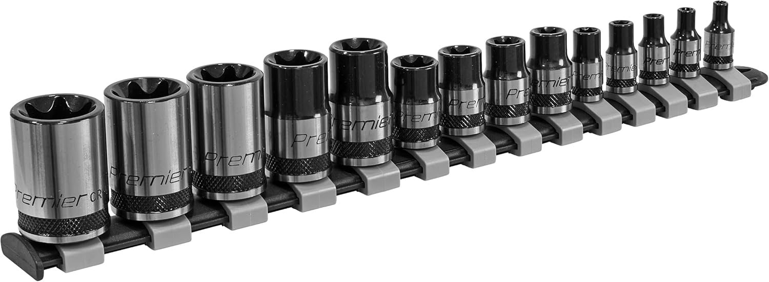 Sealey AK618B 14pc 1/4", 3/8" & 1/2"Sq Drive TRX-Star* Socket Set - E4-E24 - Black Series