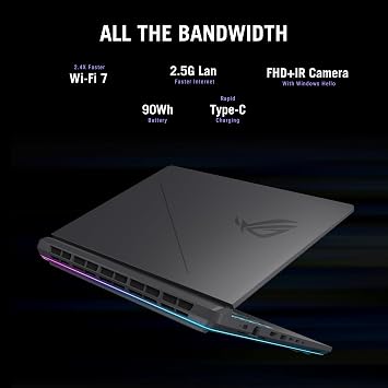 ASUS ROG Strix G16 Gaming Laptop, 16 16:10 FHD+ 165Hz/3ms, NVIDIA GeForce RTX 5050 Laptop GPU, Intel Core i5 Processor 14450HX, 16GB DDR5-5600, 512GB PCIe Gen 4 SSD, Wi-Fi 7, Win11 Home, G615JHR-DS53