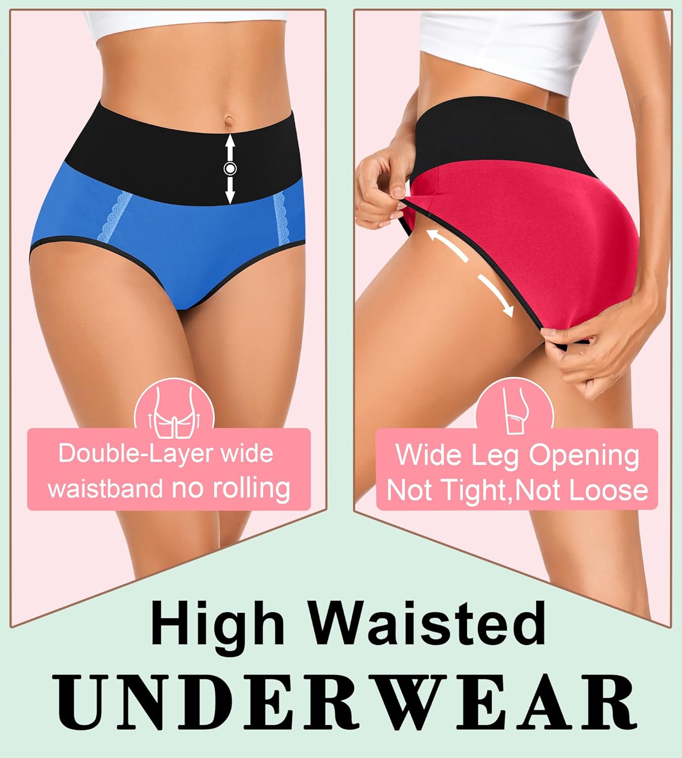 MISSWHO Cotton High Waisted Womens Underwear Soft Stretch Breathable Full Coverage Ladies Panties(Regular & Plus Size) - Image 2