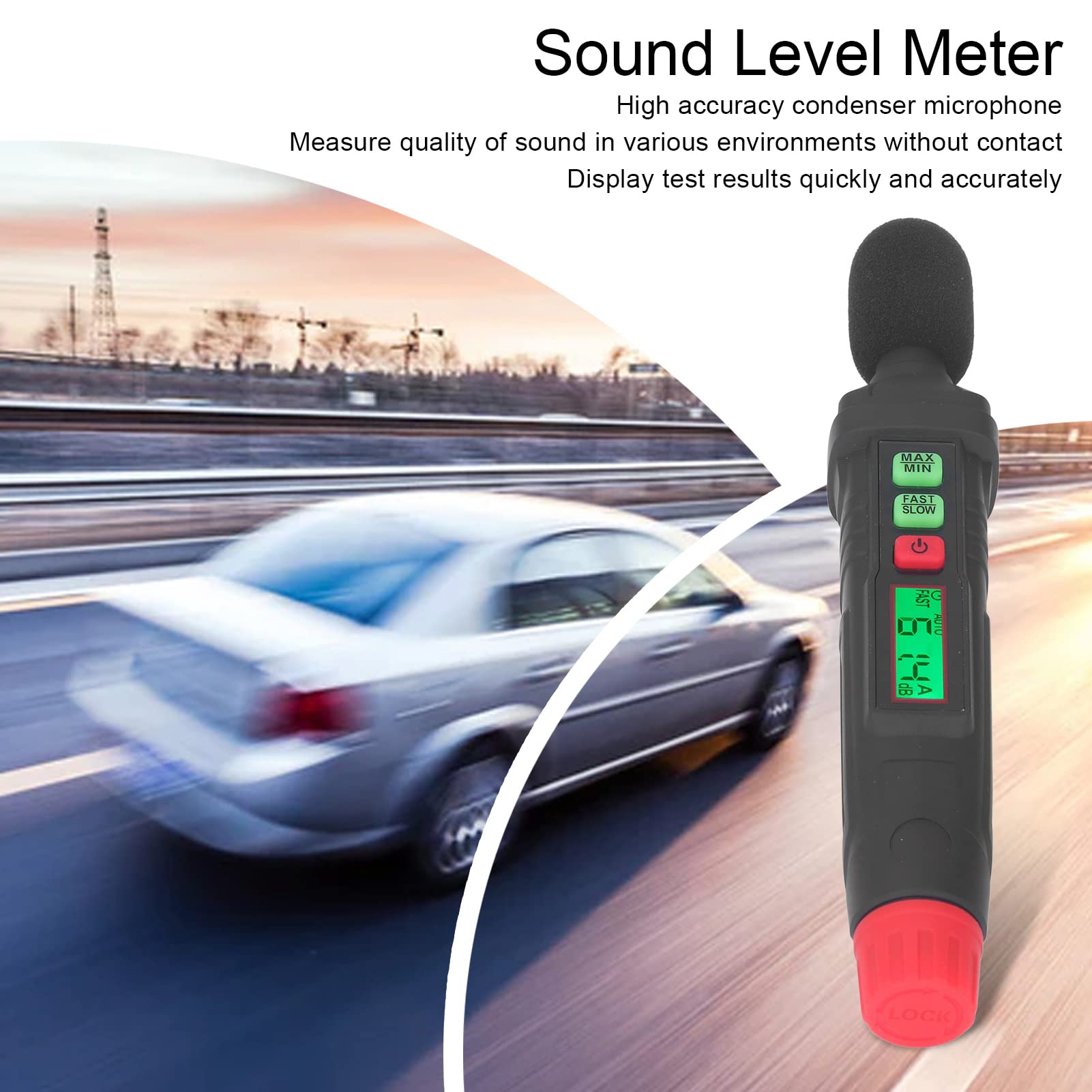 Miernik poziomu dźwięku, wykrywanie hałasu w decybelach Mini przenośny 30dB ~ 130dB, z podświetlanym wyświetlaczem