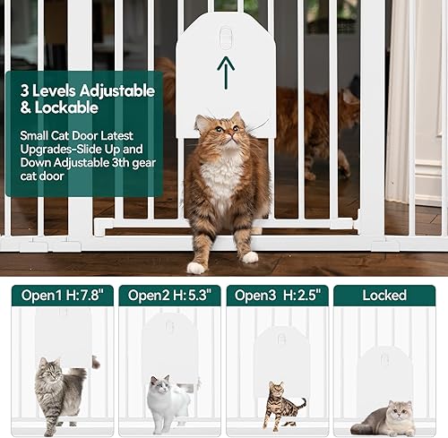 Miniatura 4 de Babelio Puerta de bebé con cierre automático de 36 pulgadas de alto con puerta de gato, puerta de metal de 29 a 43 pulgadas para puerta, escaleras
