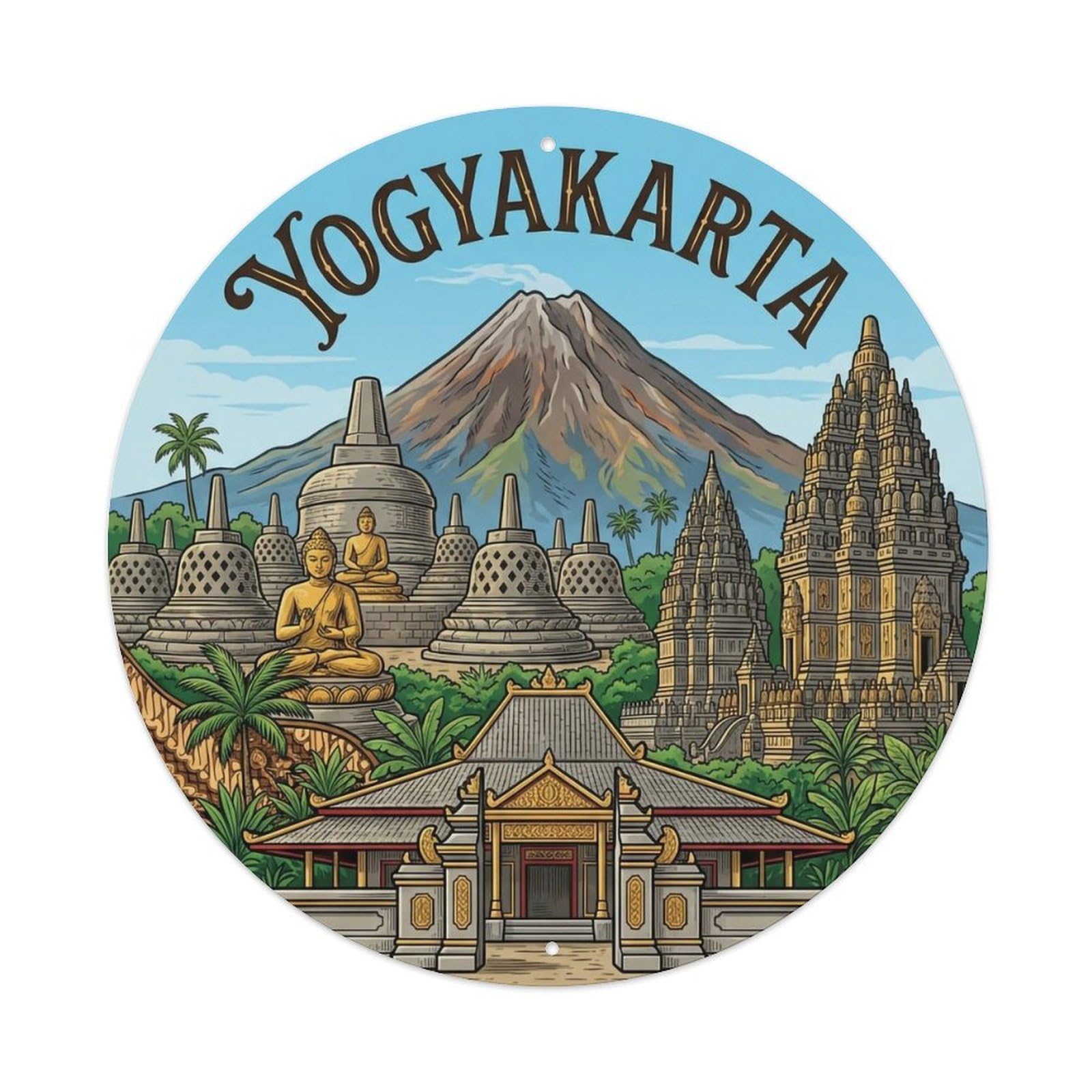 Indonesia Vintage Travel Yogyakarta Metal Tin Sign