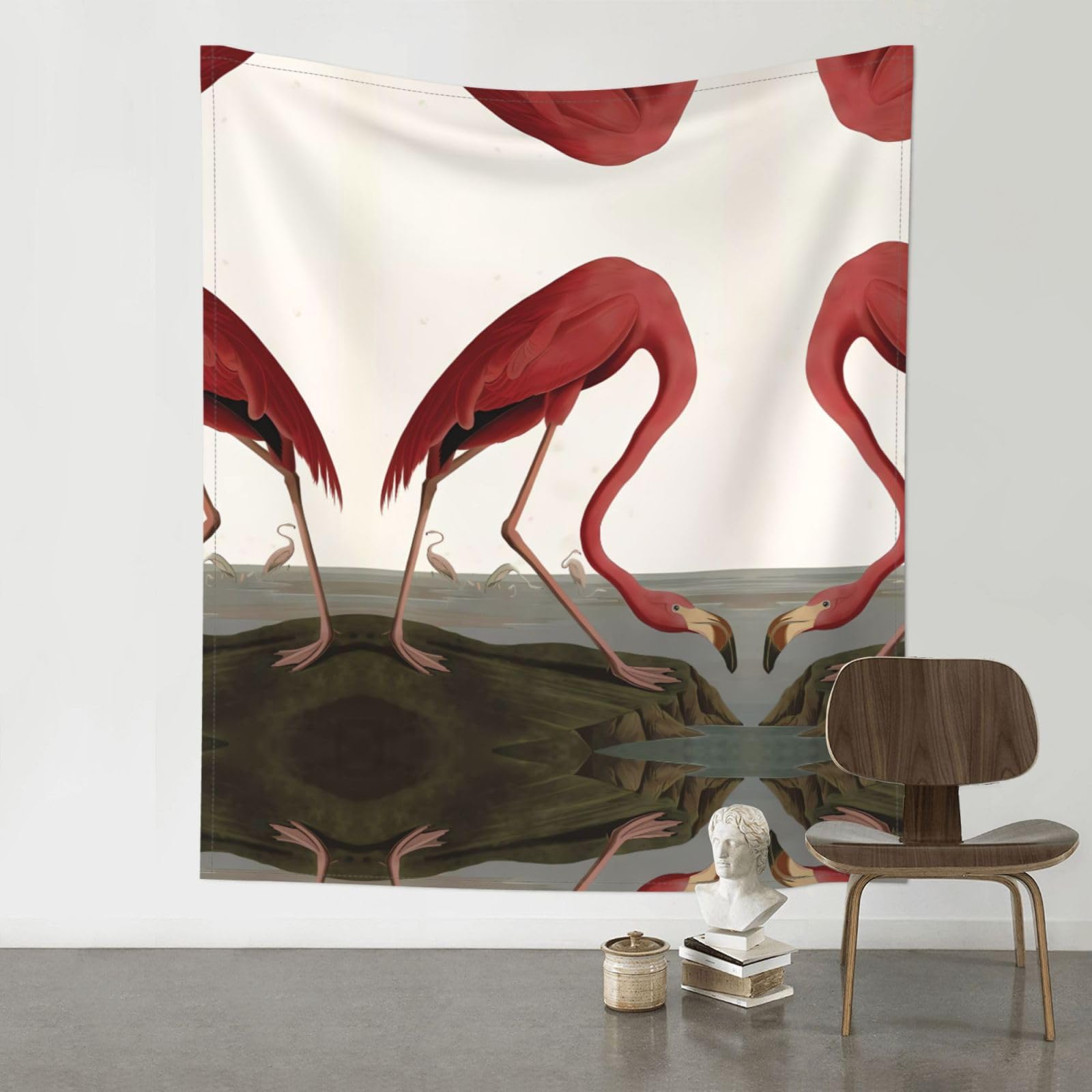 WHJSHOP American Flamingo Prints Original Wall Tapestry 60x51in – Boho Throw Blanket for Dorm Decor, Beach Picnic, & Bedroom Layering
