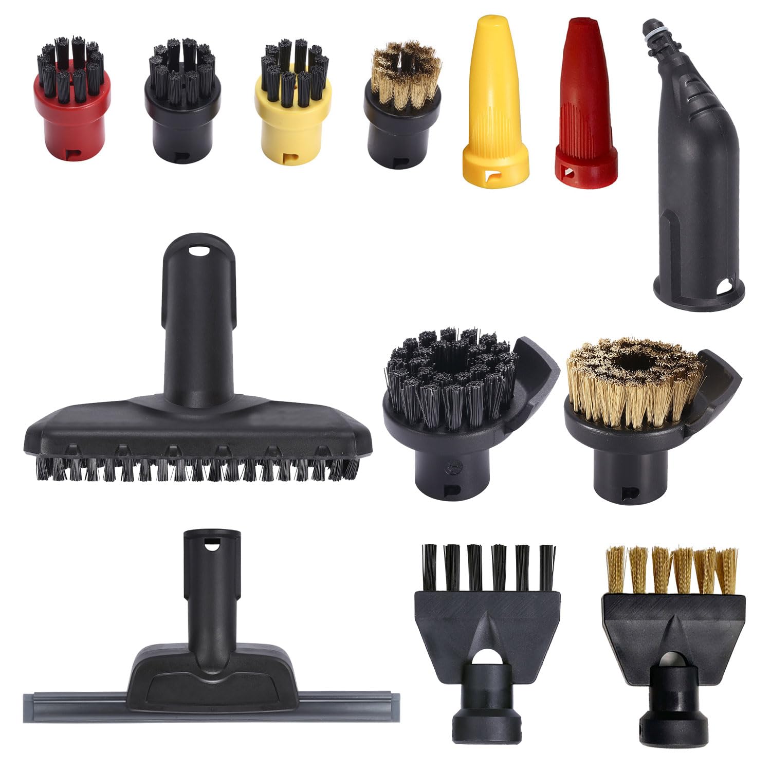 13 Pièces Accessoires Pour Nettoyeur Vapeur Pour Karcher SC1 SC2 SC3 SC4 SC5,Brosses Rondes Buse De Grattoir Pour Accessoires Nettoyeur Vapeur Fenêtres à Joints Pièces De Rechange