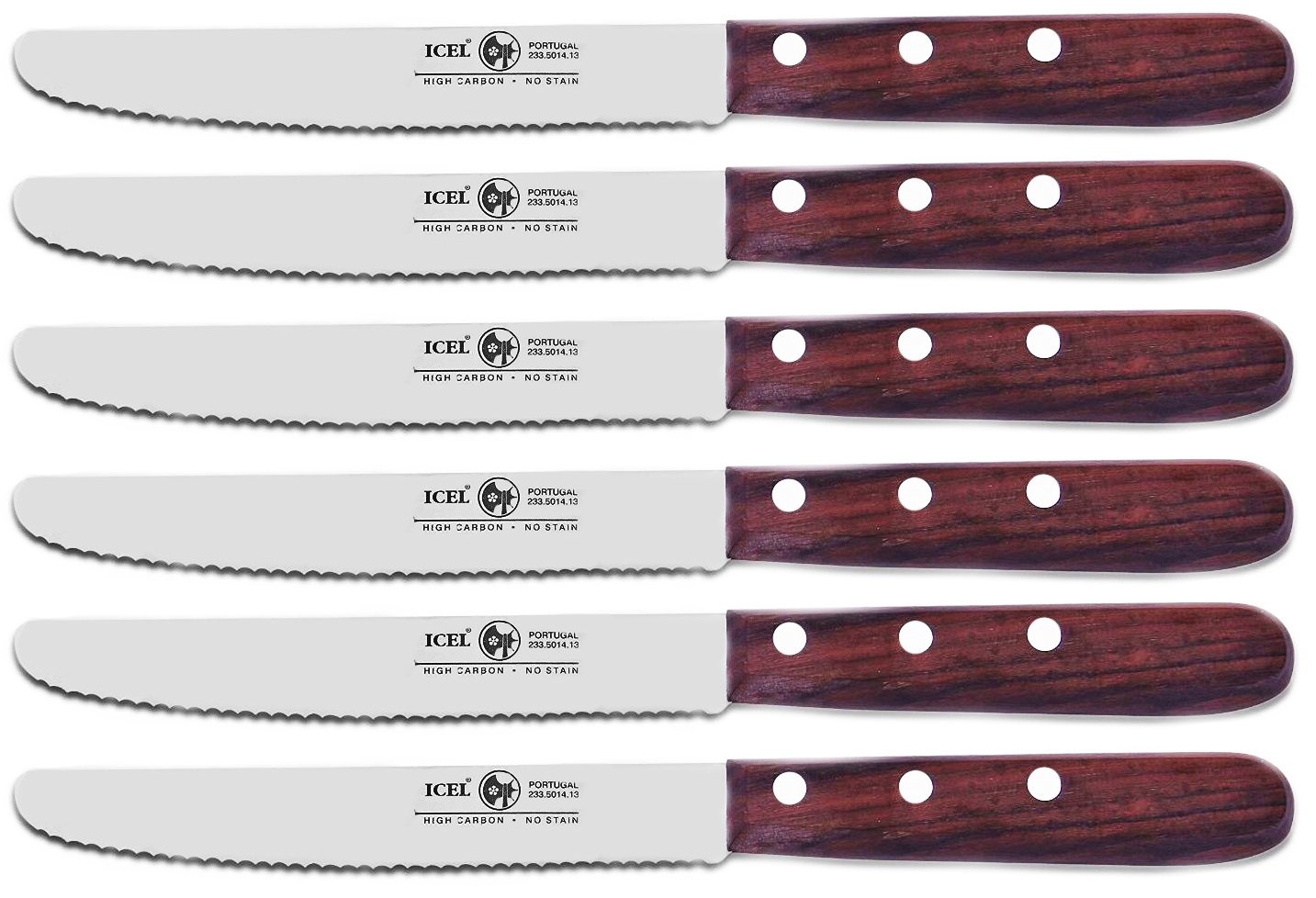 ICEL Serrated Steak Knife Set, 43/4inch Rounded Edge High Carbon