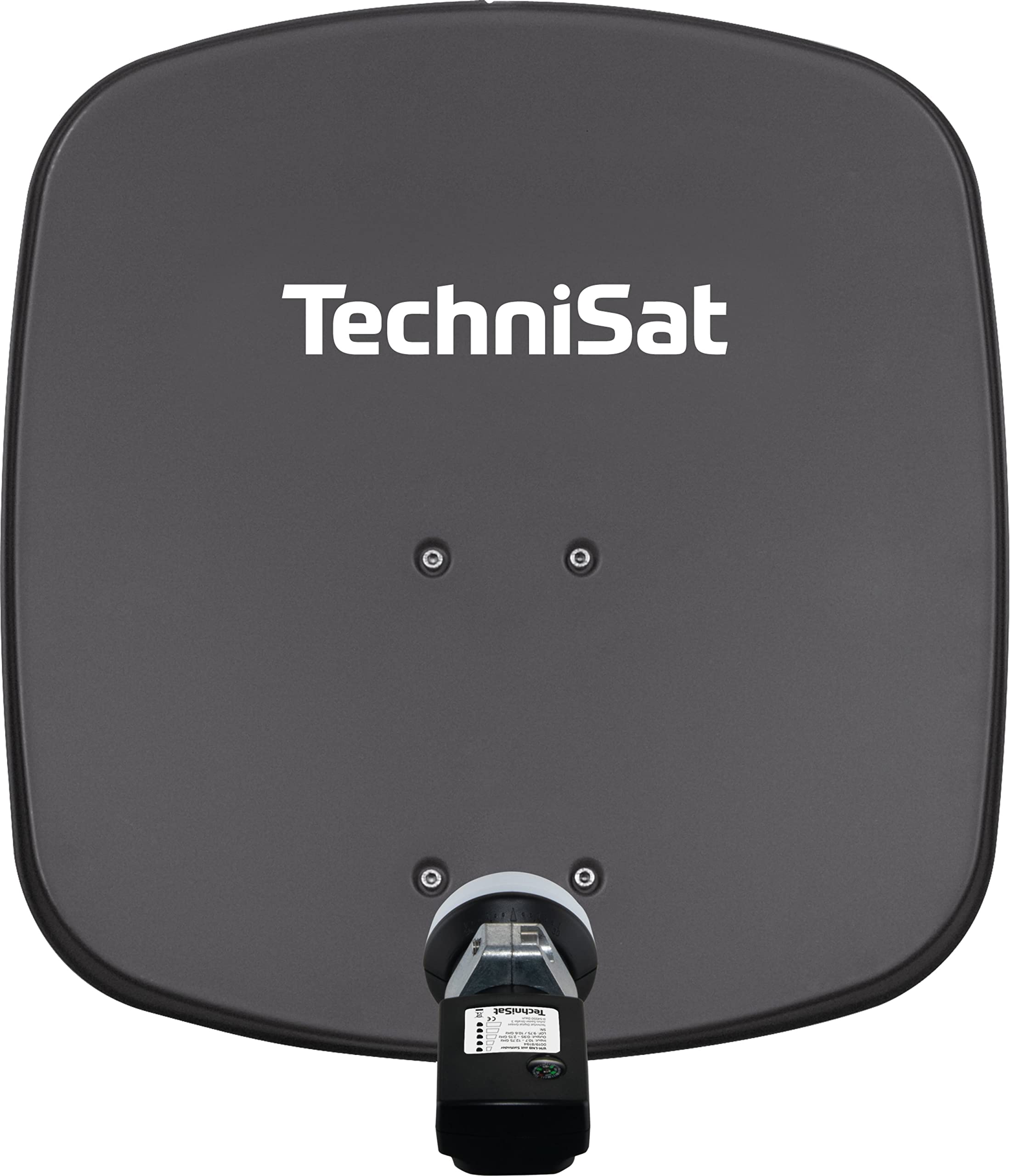 TechniSat DIGIDISH 45 Satelliten-Schüssel 45 cm Komplettset mit Wandhalterung Satfinder V/H-LNB grau