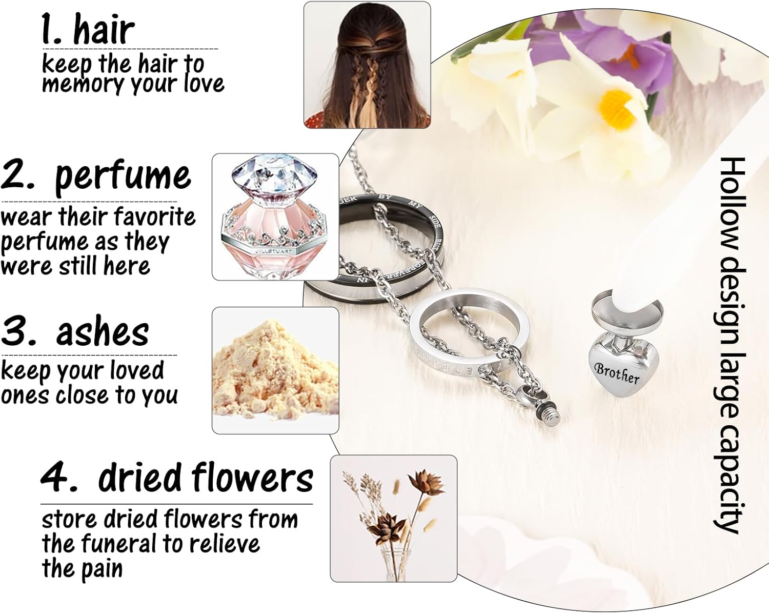 Dletay Urn Necklace for Ashes Stainless Steel Cremation Jewelry Memorial Ash Necklace for Men Women Urn Pendant Ashes Holder - Image 4