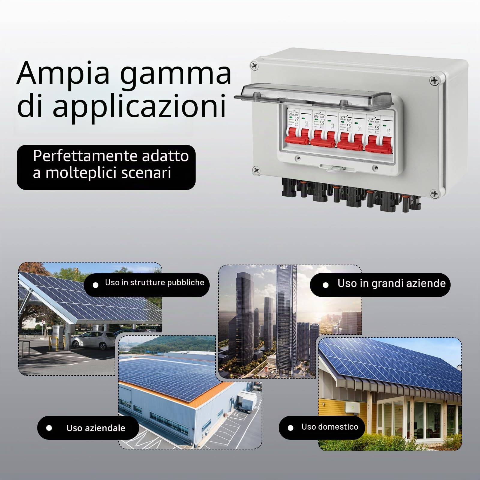 Protezione Sovratensione Fotovoltaica,Interruttore DC Impianto Fotovoltaico | DC12v-DC400v 4 Stringhe 2p 30a, Circuito Solare Impermeabile Ip67 Per Impianto Fotovoltaico
