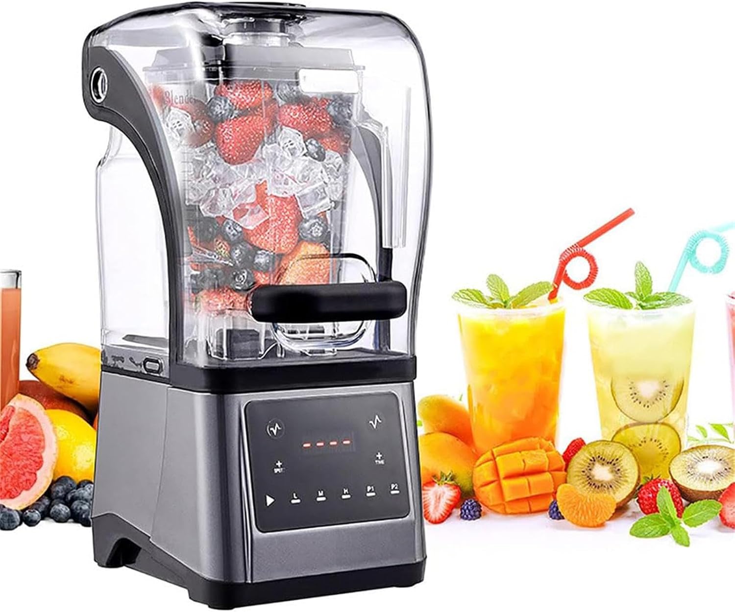 Commercial Ice Slush Machine, 1.6L Capacity Electric Smoothie Maker, Professional Blender for Shakes and Smoothies