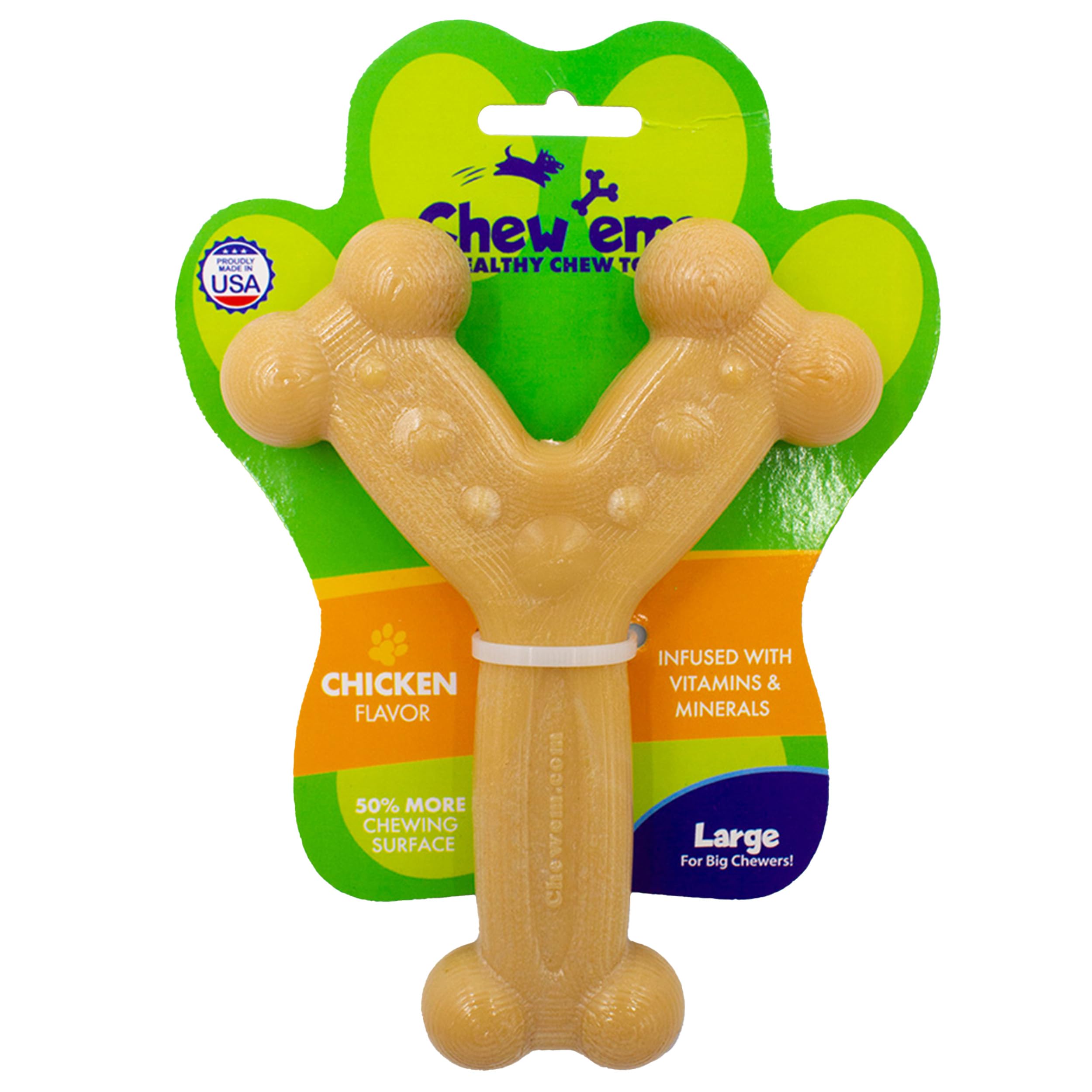 Chew'ems - Juguetes masticables duraderos para perros, juguetes masticables de larga duración y sabrosos, razas de perros grandes, perros grandes, sabor a pollo