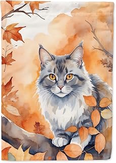Caroline's Treasures Australian Mist Cat in Fall Leaves House Flag Large Porch Sleeve Pole Decorative Outside Yard Banner Artwork Wall Hanging, Polyester, House Size, Multicolor