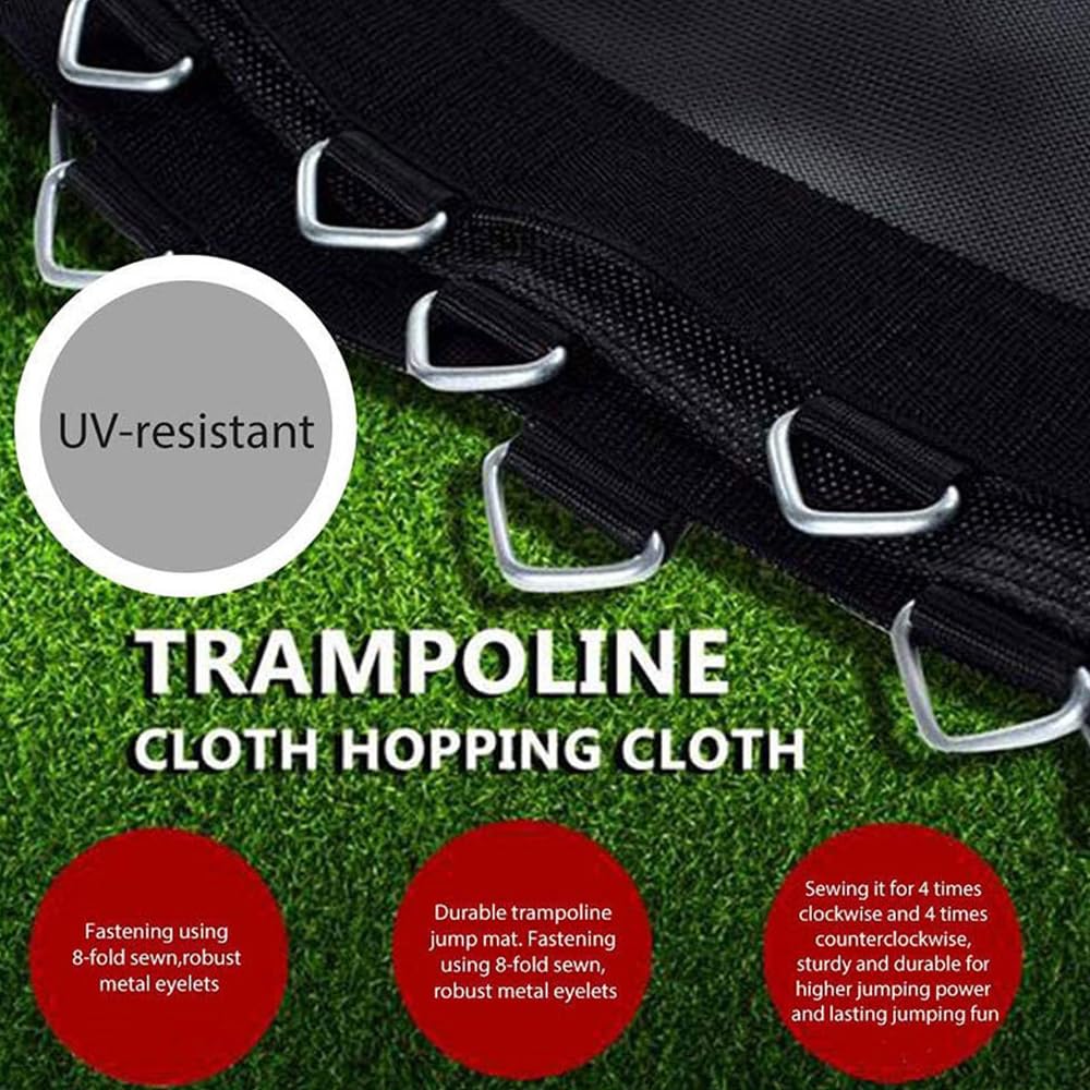 EEYZD Replacement Trampoline Mat, Trampoline Jumping Cloth with Spring Tool and Durable V-Rings, Fits 12 Ft 14 Ft 16Ft Frame,14 Ft